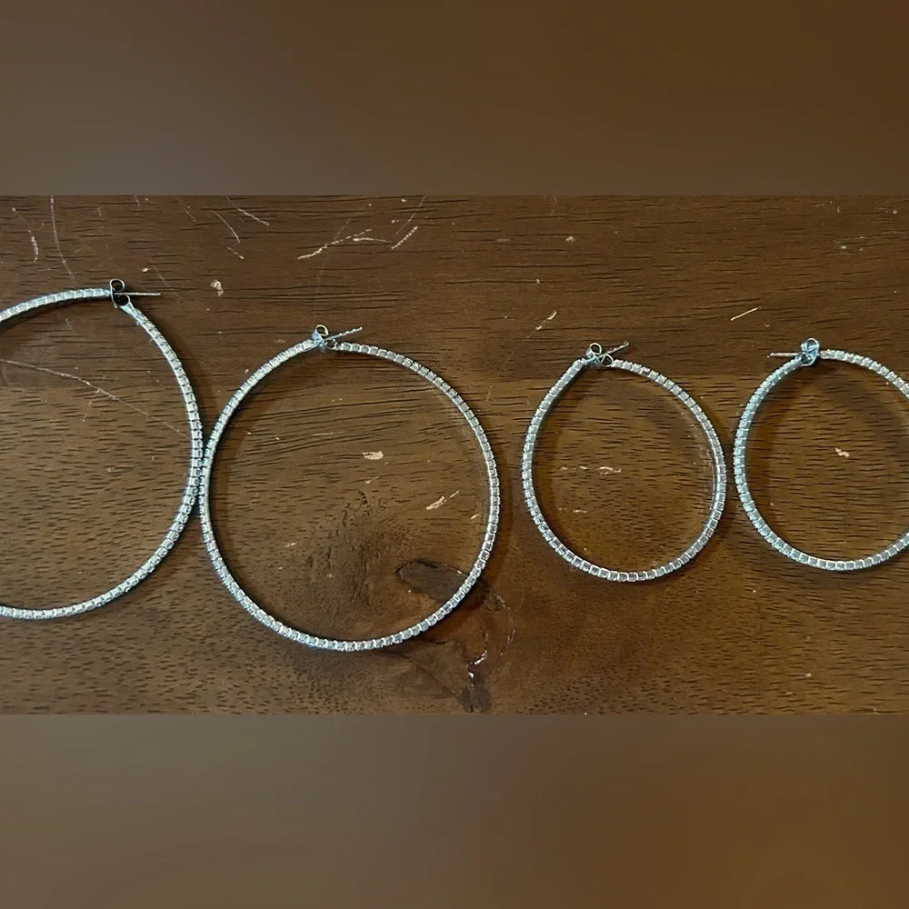 Two pack silver hoop earrings